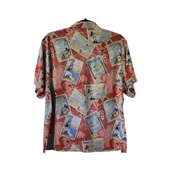 Tommy Bahama Disney Parks Collection Postcard Hawaiian Mens Shirt 100% Silk Sz S - Picture 2 of 10